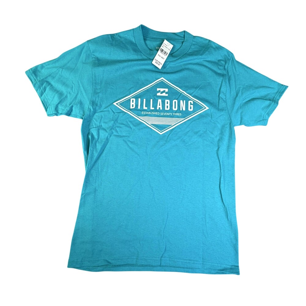 Billabong Shirt Mens Small Blue Core Fit Logo Graphic Tee Surf Beach Tagless